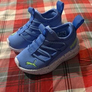 Puma infant Bright Blue and Green Sneakers